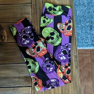 LuLaRoe Skull Halloween Leggings OS